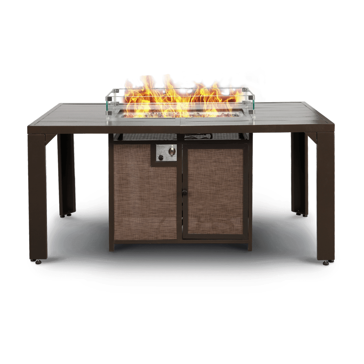Pizzello Comodo - 62.5" Propane Fire Pit Table Aluminum Rectangular Dining Firepit Table - Pizzello#color_cedar