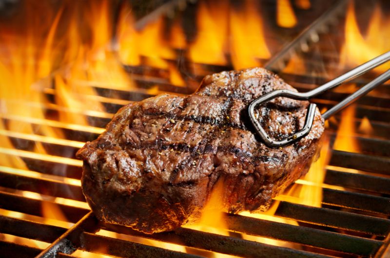 Aromatic steaks sizzling in the oven
