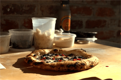 Biga Pizza Dough Recipe with Cauliflower Cream, Swiss Chard, and Calabrian Chile Oil