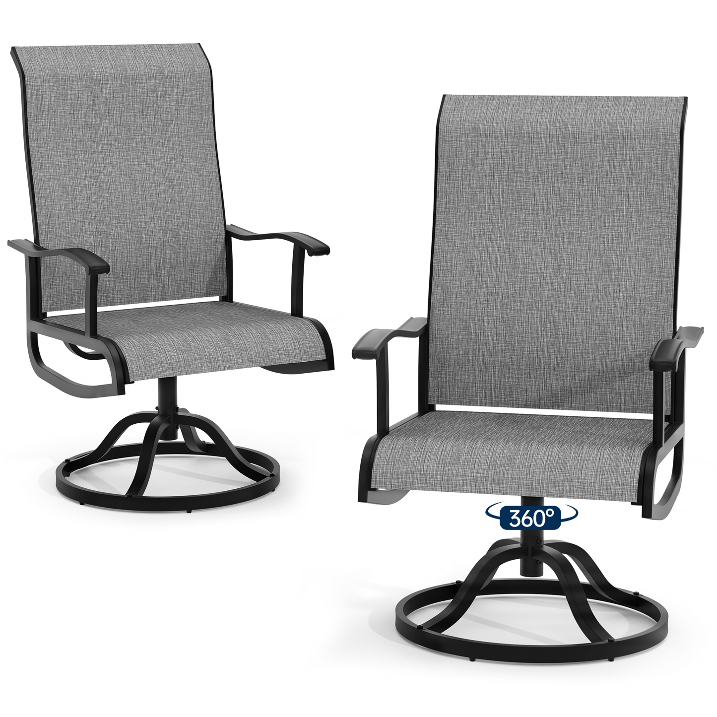 Pizzello Patio Swivel Dining Chairs, All Weather Outdoor Textilene Chair High Back Outdoor Swivel Rocker Set#size_set-of-2