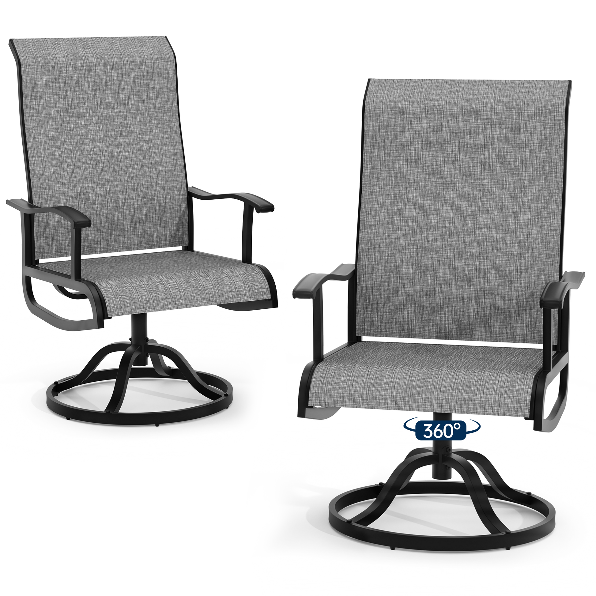 Pizzello Patio Swivel Dining Chairs, All Weather Outdoor Textilene Chair High Back Outdoor Swivel Rocker Set#size_set-of-2