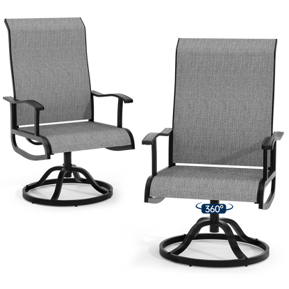 Pizzello Patio Swivel Dining Chairs, All Weather Outdoor Textilene Chair High Back Outdoor Swivel Rocker Set#size_set-of-2