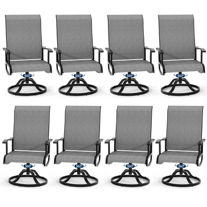 Pizzello Patio Swivel Dining Chairs, All Weather Outdoor Textilene Chair High Back Outdoor Swivel Rocker Set#size_set-of-8