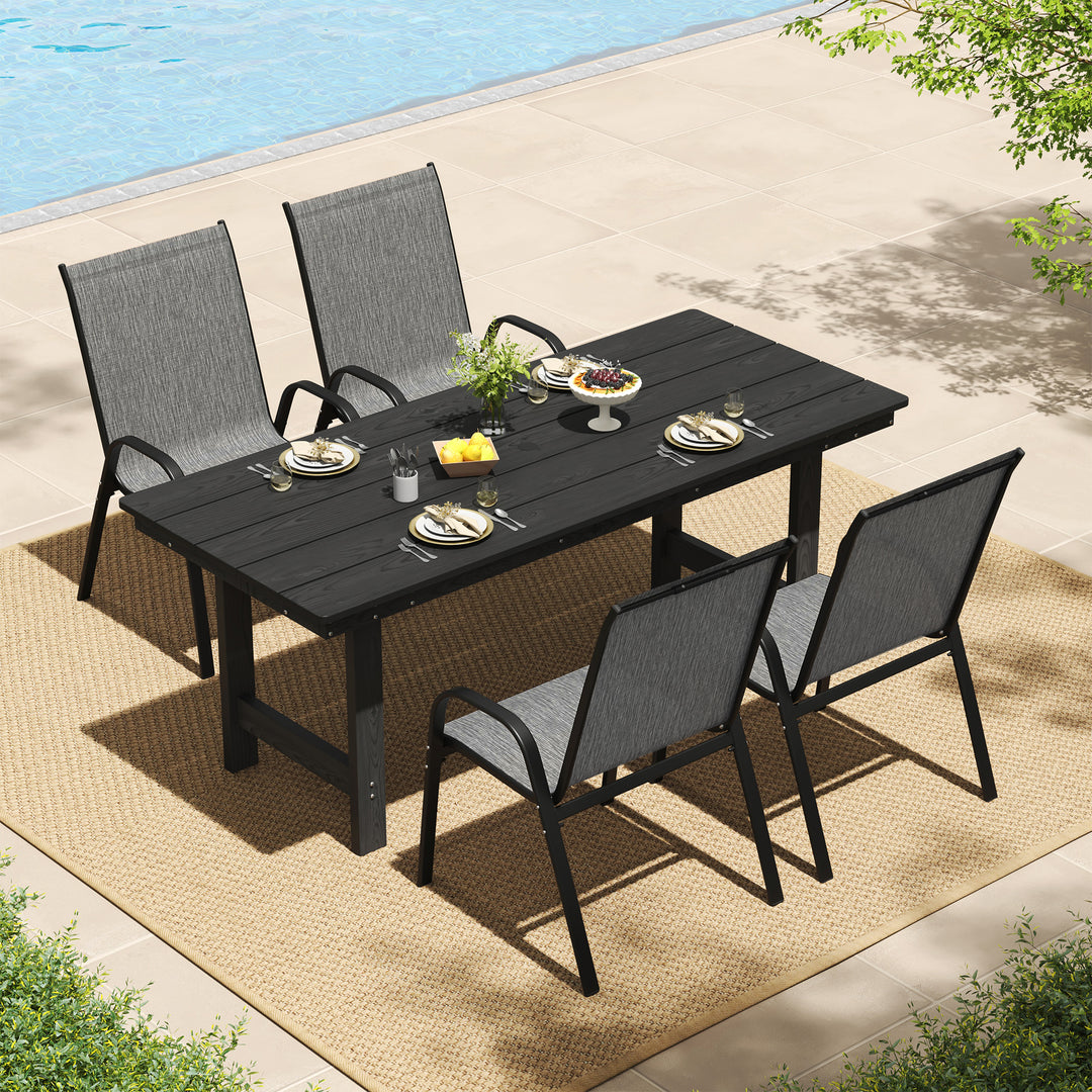 Pizzello HDPE Rectangular Outdoor Dining Set, All Weather Patio Table