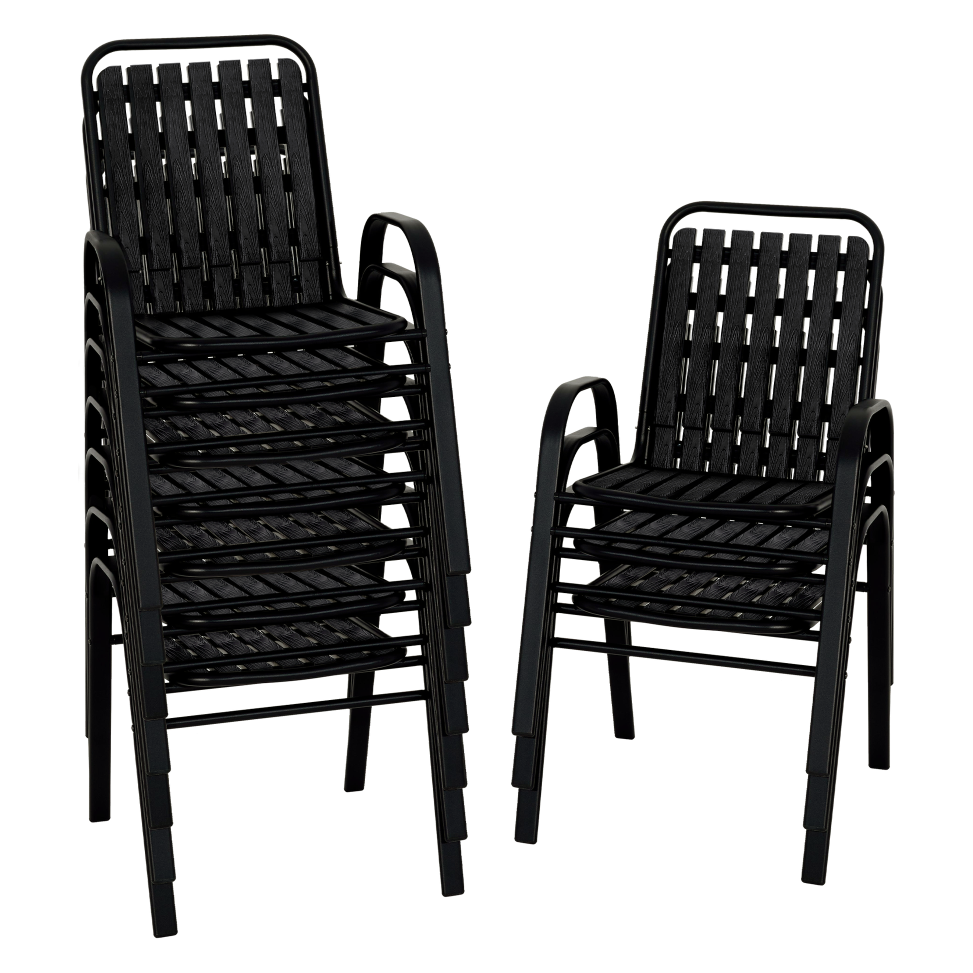 Patio Chairs Set, All Weather Plastic Dining Chairs with Armrests, Outdoor Stackable Bistro Chairs for Lawn Backyard#size_10pcs