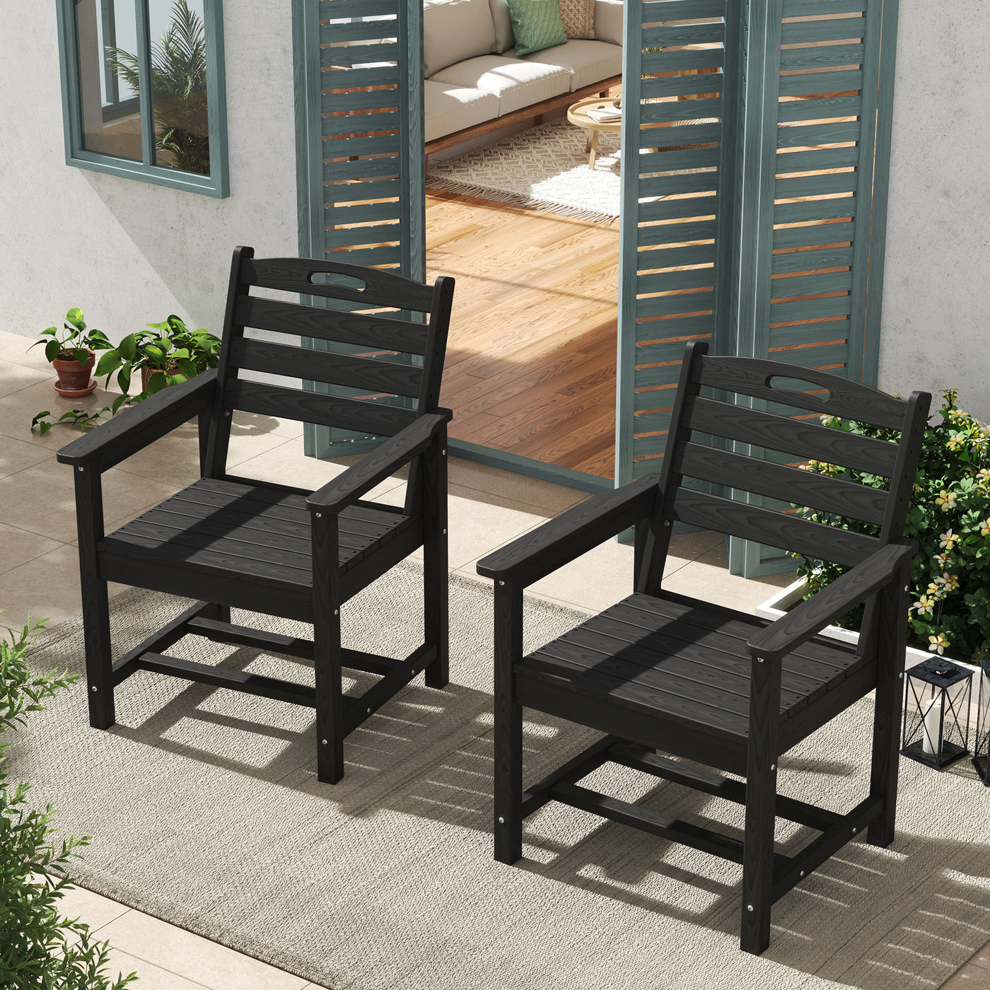 Pizzello Outdoor HDPE Dining Chair Set, All-Weather Patio Chairs Set#size_set-of-2