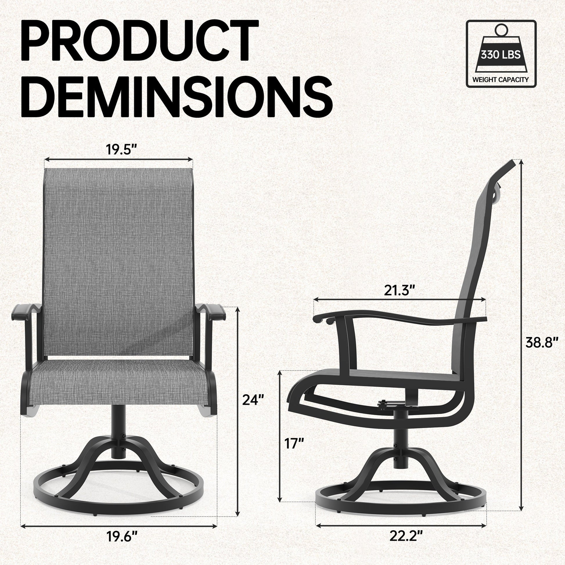 Pizzello Patio Swivel Dining Chairs, All Weather Outdoor Textilene Chair High Back Outdoor Swivel Rocker Set#size_set-of-8