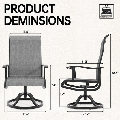 Pizzello Patio Swivel Dining Chairs, All Weather Outdoor Textilene Chair High Back Outdoor Swivel Rocker Set#size_set-of-8