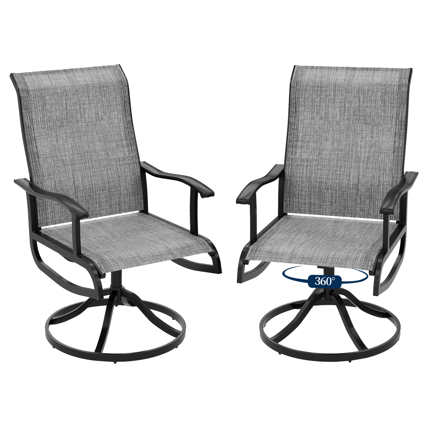 Pizzello Patio Swivel Dining Chairs, All Weather Outdoor Textilene Chair High Back Outdoor Swivel Rocker Set#size_set-of-2