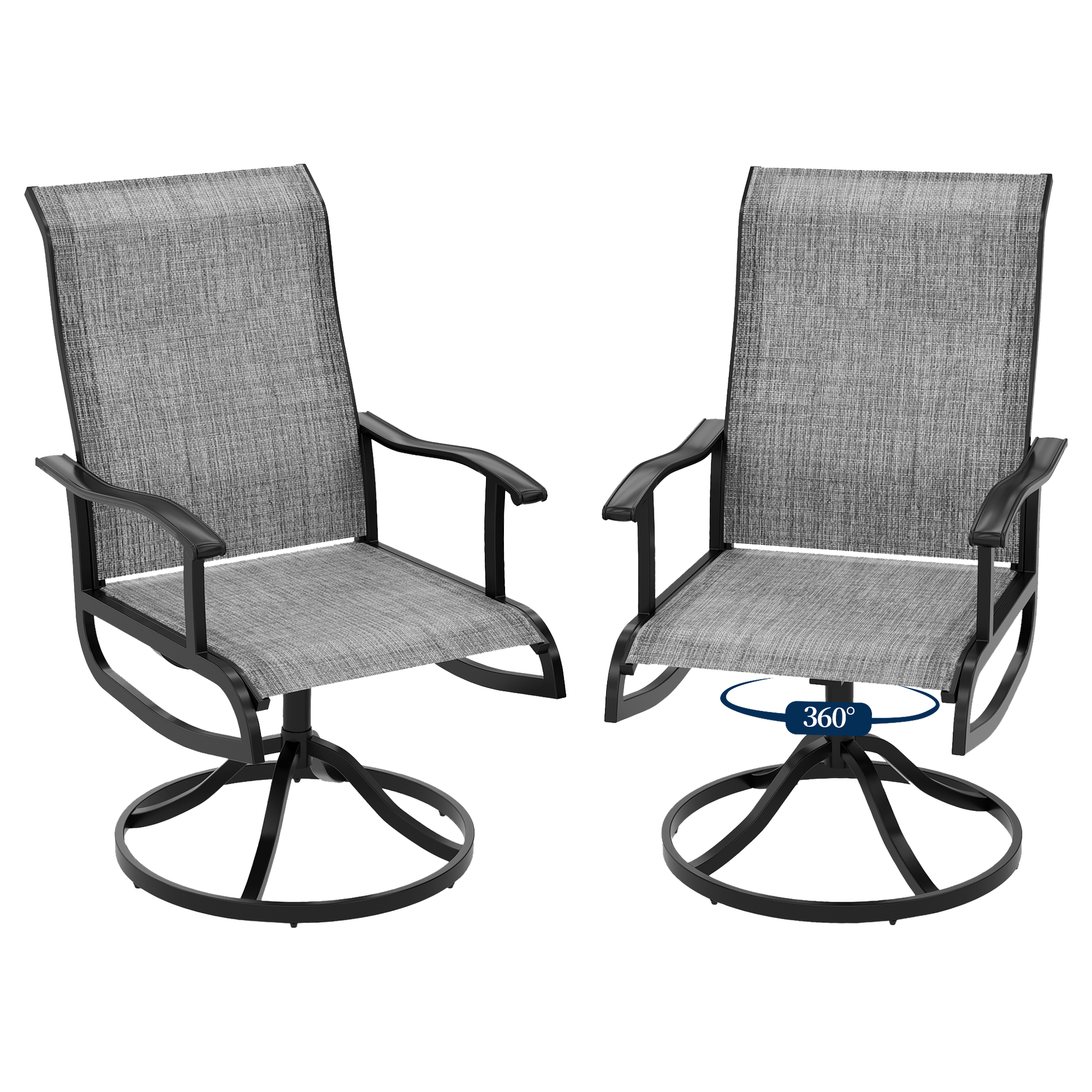 Pizzello Patio Swivel Dining Chairs, All Weather Outdoor Textilene Chair High Back Outdoor Swivel Rocker Set#size_set-of-2