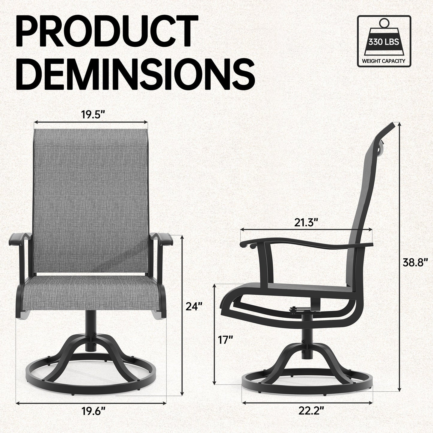 Pizzello Patio Swivel Dining Chairs, All Weather Outdoor Textilene Chair High Back Outdoor Swivel Rocker Set#size_set-of-6