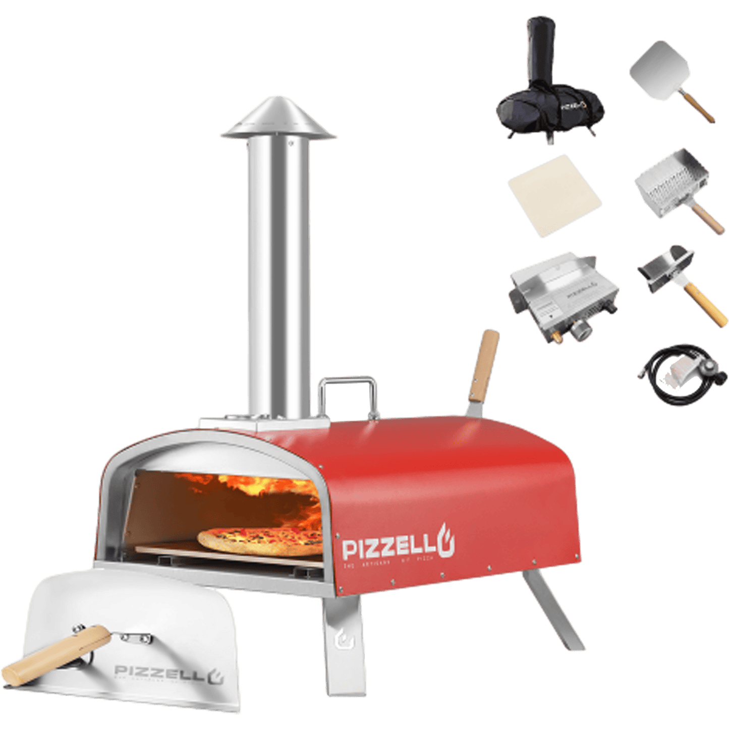 Outdoor Gas & Wood-Fired Pizza Oven in Car#color_red