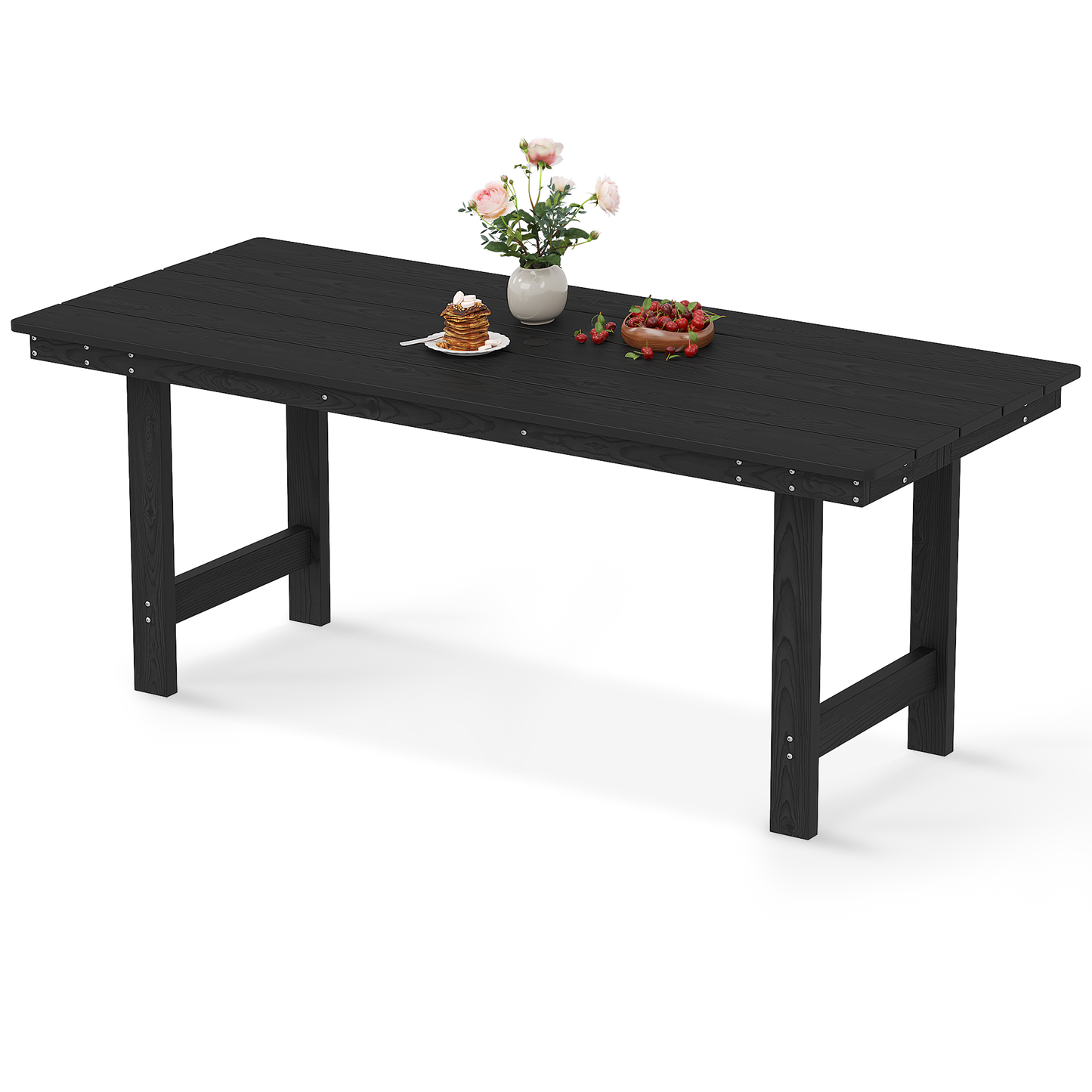 Pizzello Patio HDPE Rectangular Dining Table with Umbrella Hole