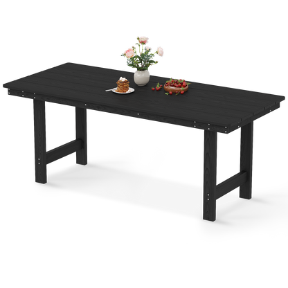 Pizzello Patio HDPE Rectangular Dining Table with Umbrella Hole