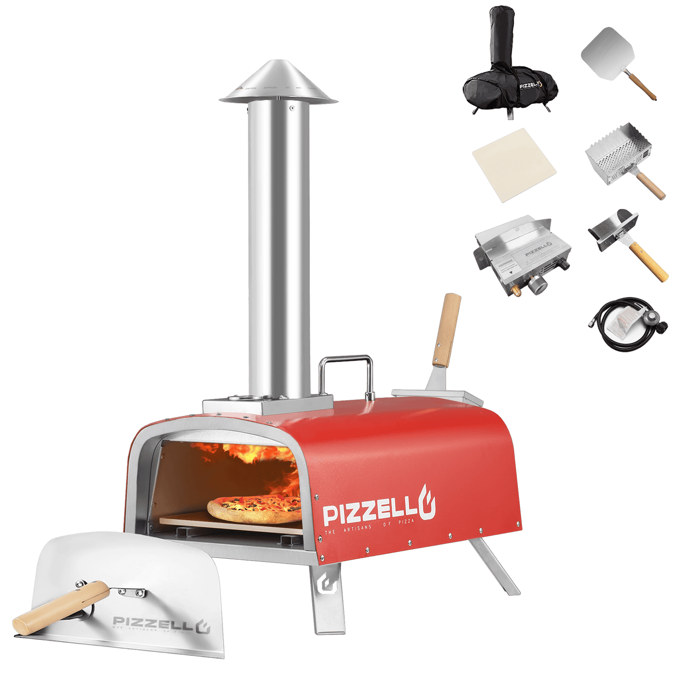 Outdoor Gas & Wood-Fired Pizza Oven in Car#color_red