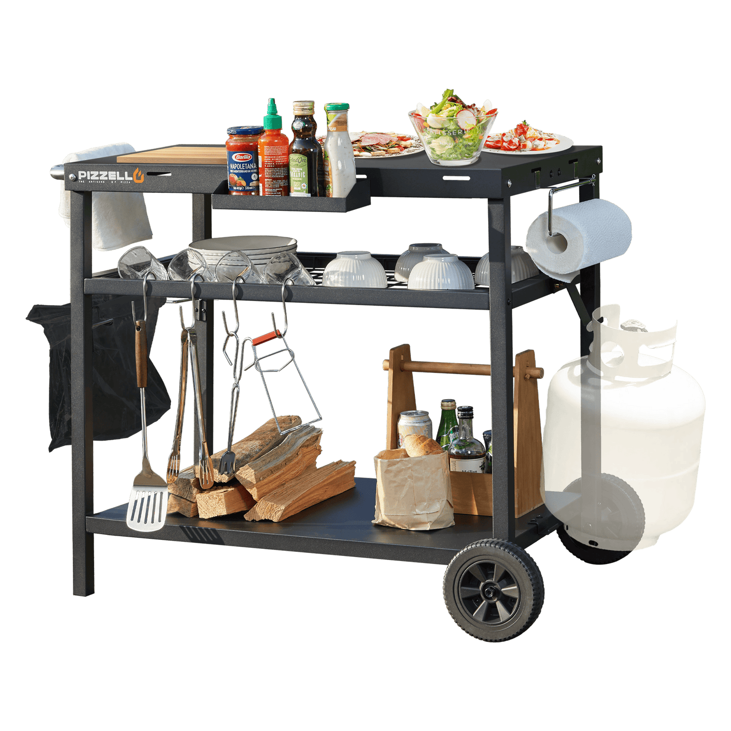 Pizzello Outdoor Grill Dining Cart Pro#color_black