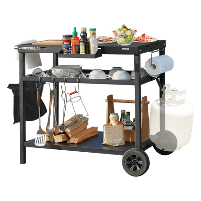 Pizzello Outdoor Grill Dining Cart Pro#color_black