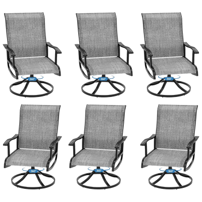 Pizzello Patio Swivel Dining Chairs, All Weather Outdoor Textilene Chair High Back Outdoor Swivel Rocker Set#size_set-of-6