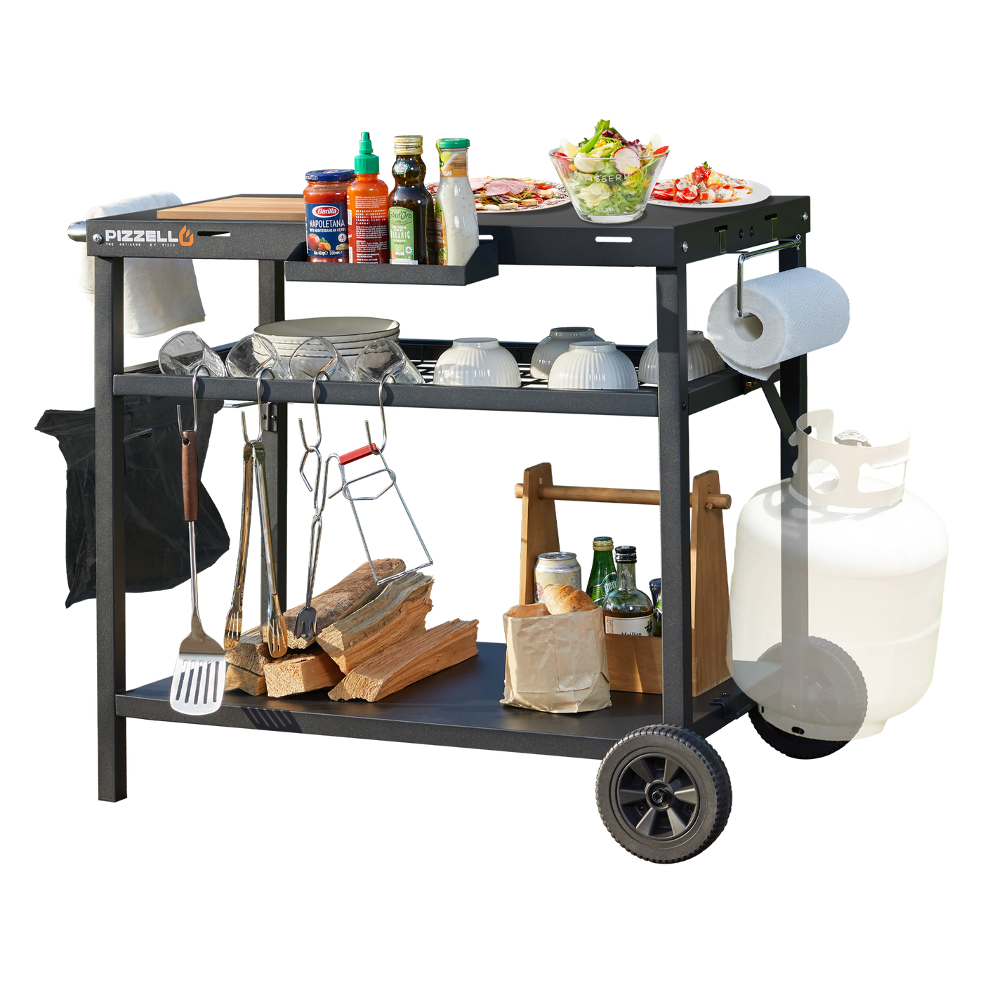 Pizzello Outdoor Grill Dining Cart Pro#color_black