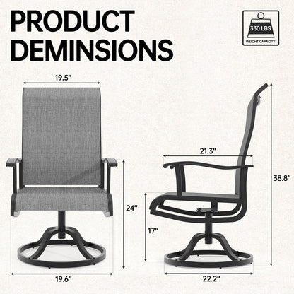 Pizzello Patio Swivel Dining Chairs, All Weather Outdoor Textilene Chair High Back Outdoor Swivel Rocker Set#size_set-of-2