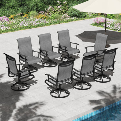Pizzello Patio Swivel Dining Chairs, All Weather Outdoor Textilene Chair High Back Outdoor Swivel Rocker Set#size_set-of-8