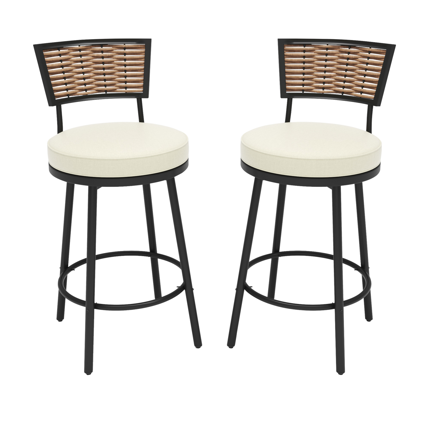 Pizzello Outdoor Swivel Bar Stools, Patio Counter Height Barstools#size_2pcs