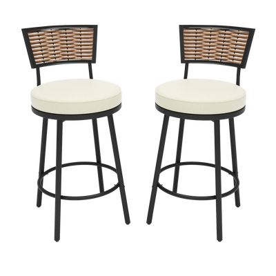 Pizzello Outdoor Swivel Bar Stools, Patio Counter Height Barstools#size_2pcs