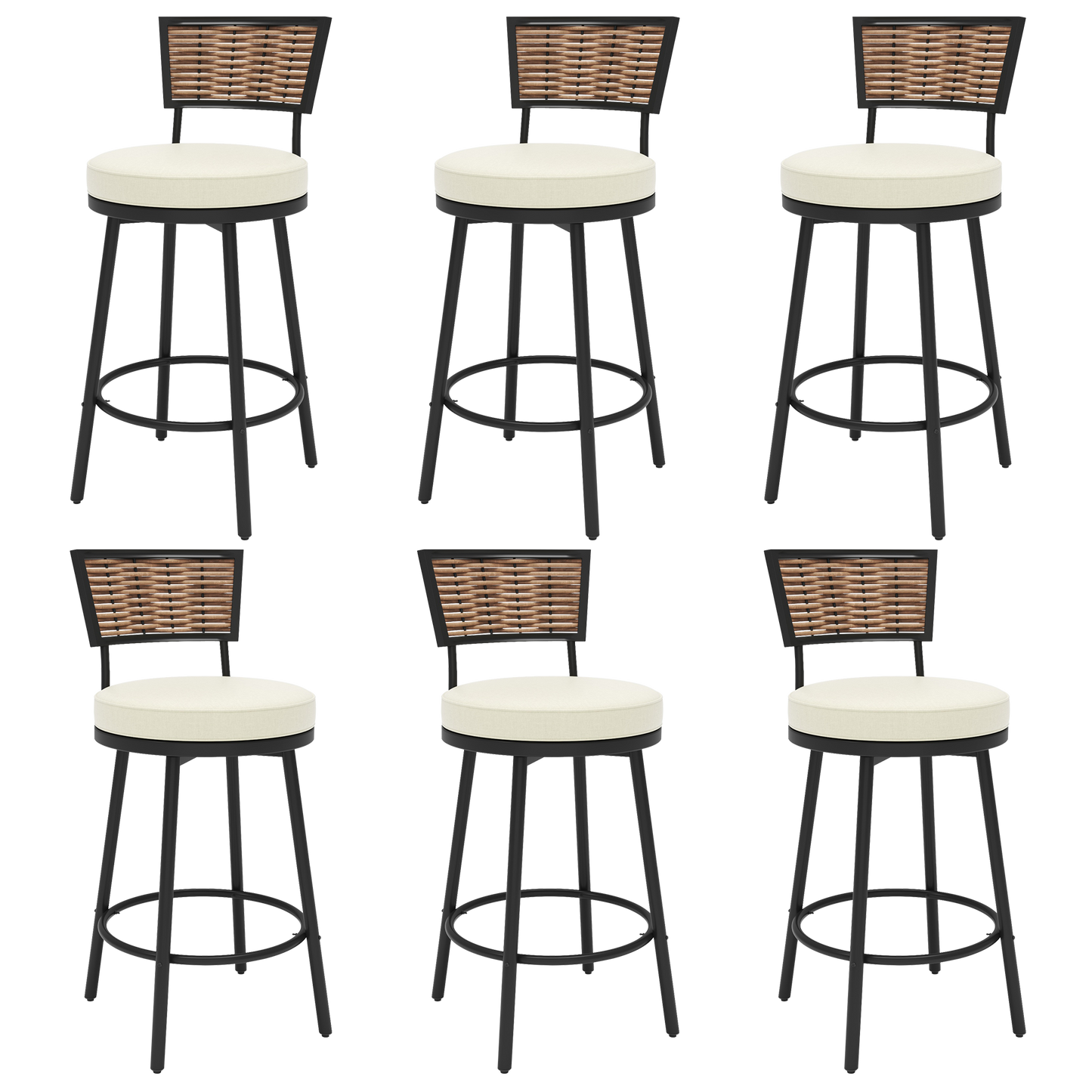 Pizzello Outdoor Swivel Counter Height Bar Stools, Patio Wicker Barstools#size_6pcs