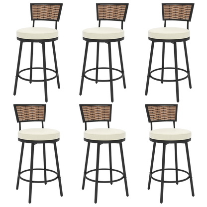 Pizzello Outdoor Swivel Counter Height Bar Stools, Patio Wicker Barstools#size_6pcs
