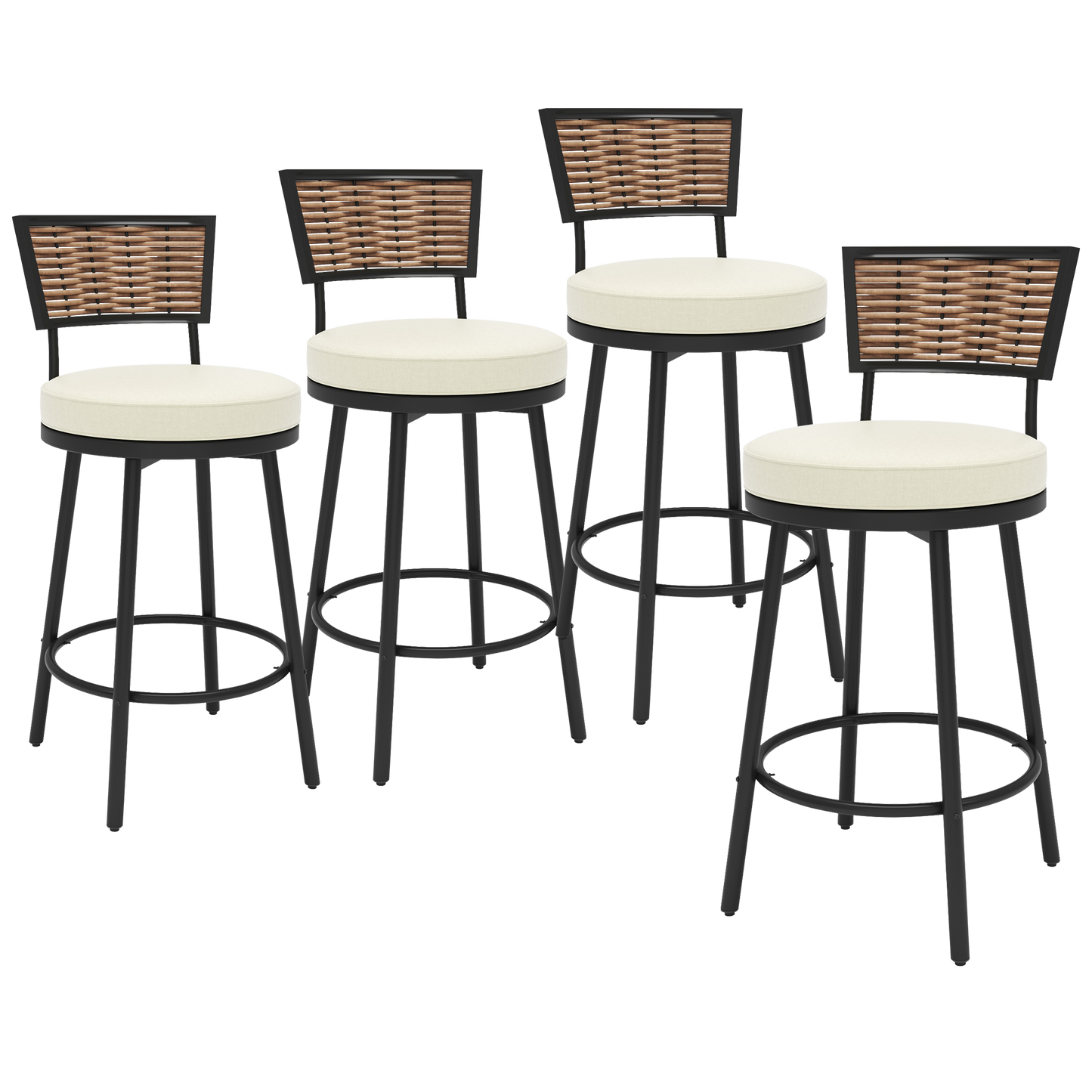 Pizzello Outdoor Swivel Counter Height Bar Stools, Patio Wicker Barstools#size_4pcs