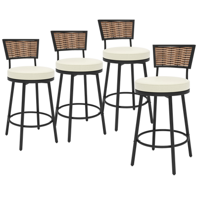 Pizzello Outdoor Swivel Bar Stools, Patio Counter Height Barstools#size_4pcs