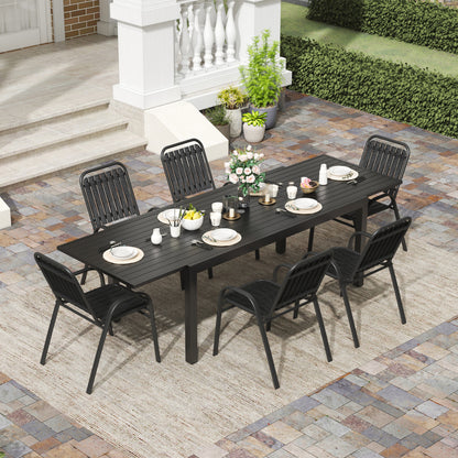 Patio Chairs Set, All Weather Plastic Dining Chairs with Armrests, Outdoor Stackable Bistro Chairs for Lawn Backyard#size_6pcs