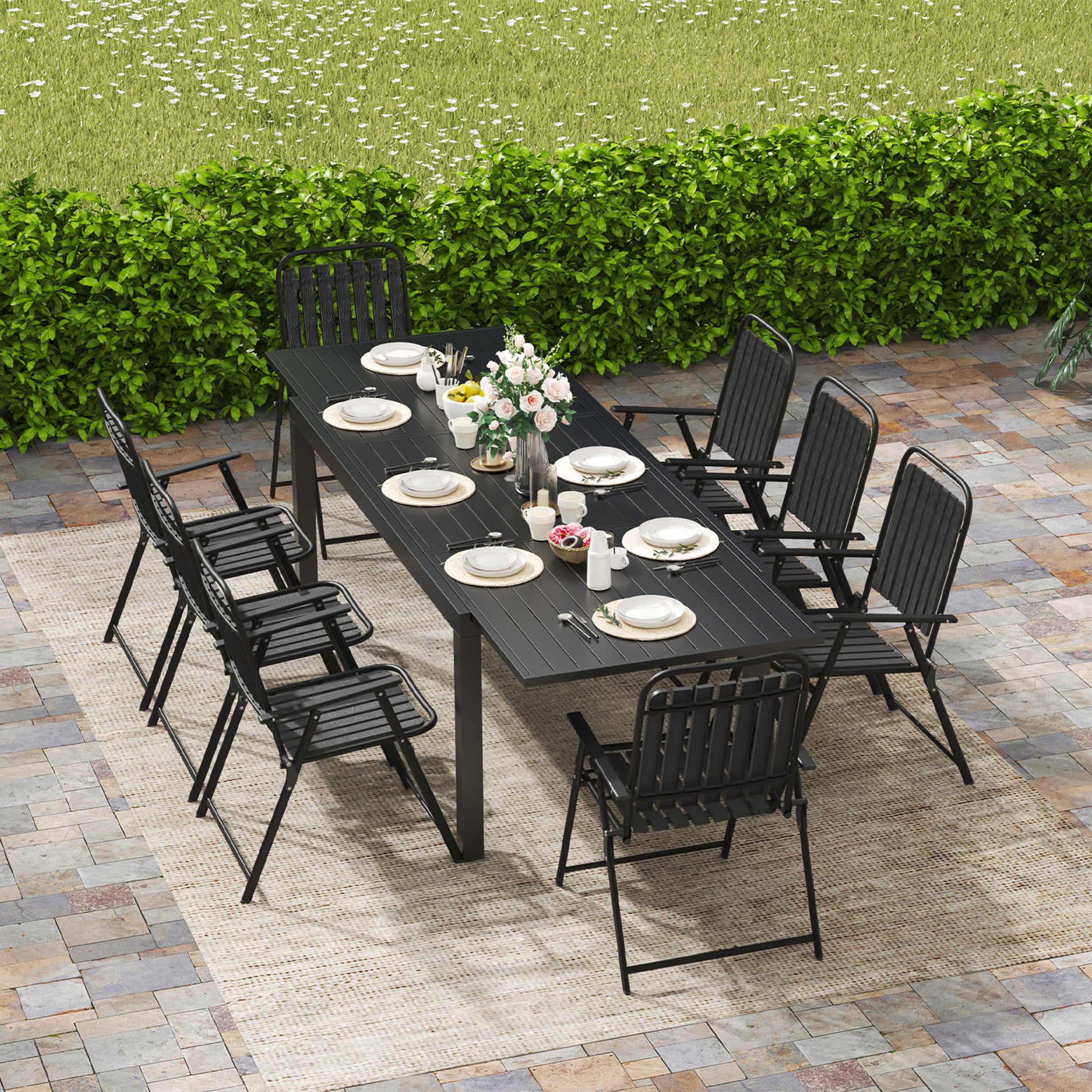 Patio Chairs Set, All Weather Plastic Dining Chairs with Armrests, Outdoor Stackable Bistro Chairs for Lawn Backyard#size_8pcs