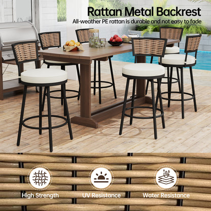 Pizzello Outdoor Swivel Counter Height Bar Stools, Patio Wicker Barstools#size_6pcs