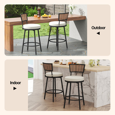 Pizzello Outdoor Swivel Bar Stools, Patio Counter Height Barstools#size_2pcs