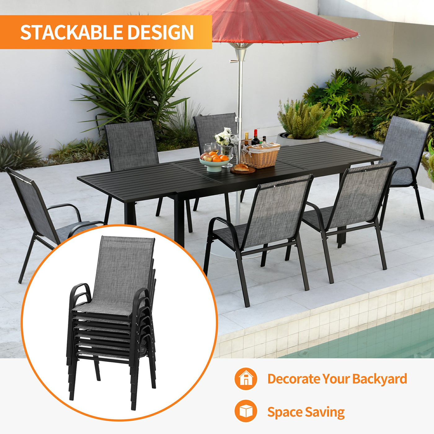 Pizzello Patio Dining Chairs#size_6pcs