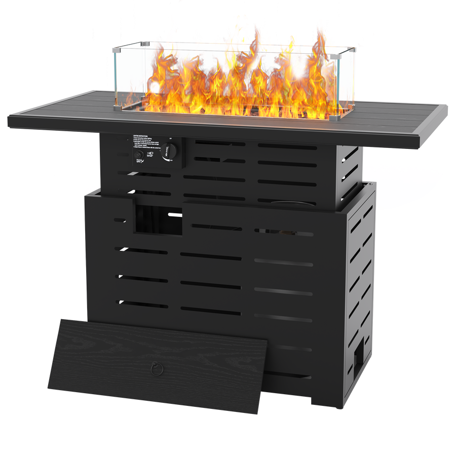 Pizzello Muto - Height-Adjustable Propane Fire Pit Table 50,000 BTU Convertible Gas Fire Table