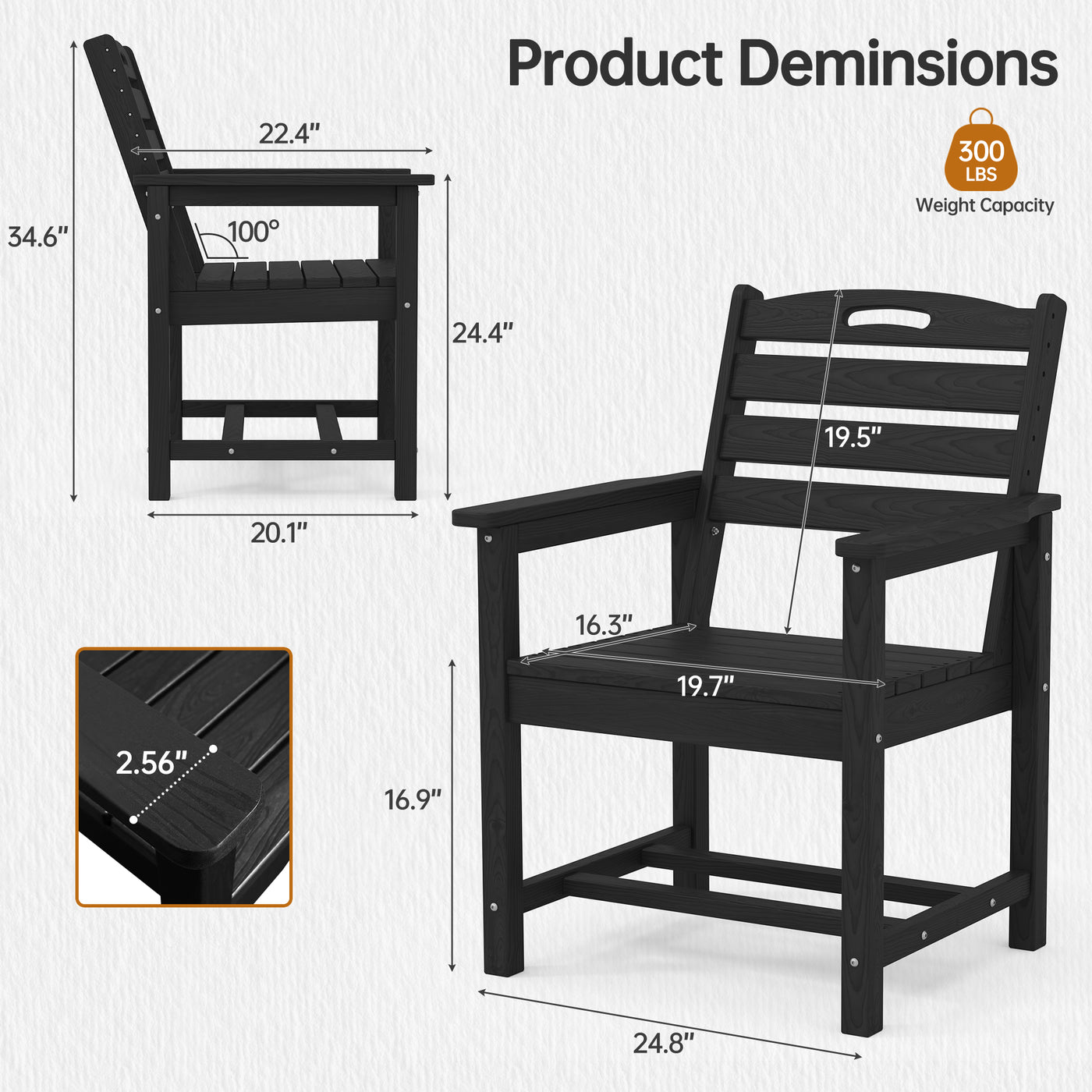 Pizzello Outdoor HDPE Dining Chair Set, All-Weather Patio Chairs Set#size_set-of-2