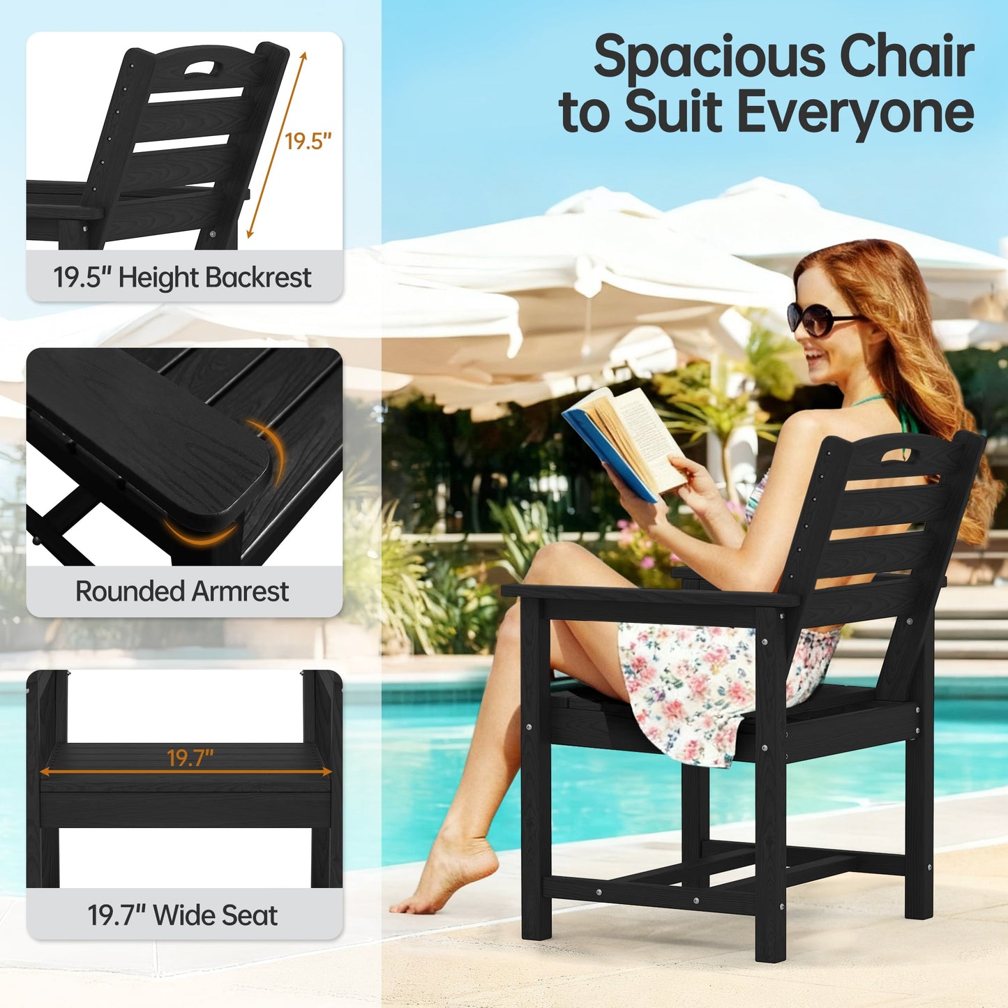 Pizzello Outdoor HDPE Dining Chair Set, All-Weather Patio Chairs Set#size_set-of-8