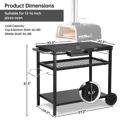 Pizzello Outdoor Grill Dining Cart Pro#color_black