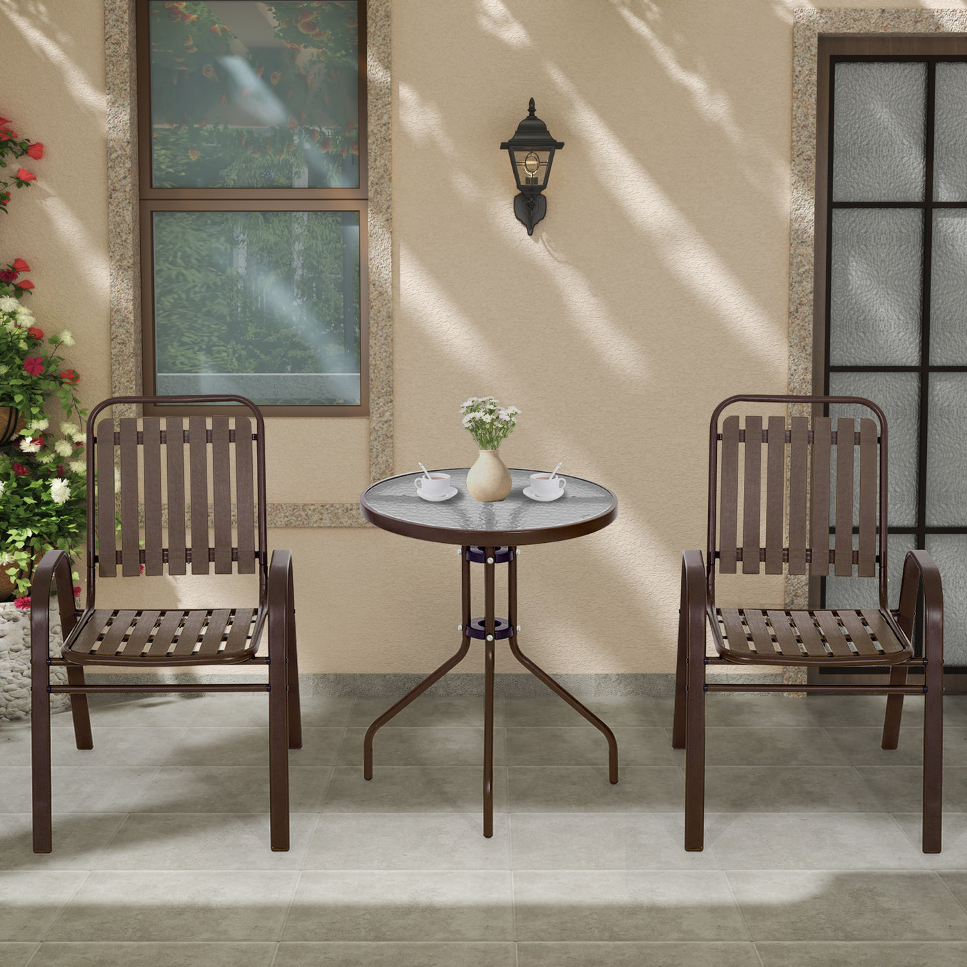 Stylish Outdoor Patio Bistro Chairs#color_brown