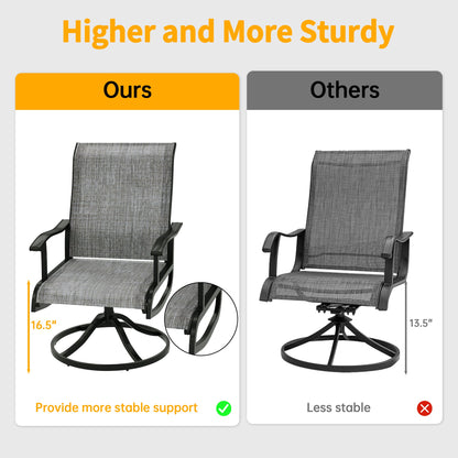 Pizzello Patio Swivel Dining Chairs, All Weather Outdoor Textilene Chair High Back Outdoor Swivel Rocker Set#size_set-of-2