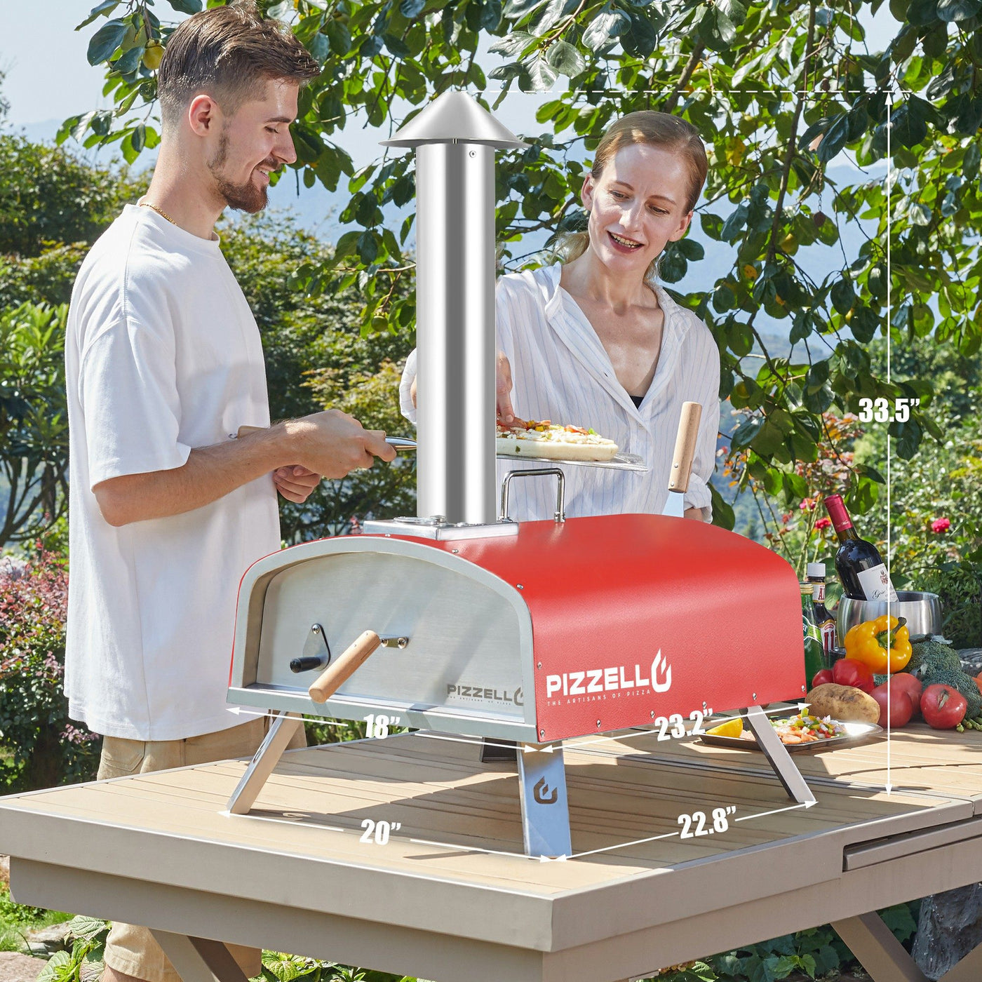 Outdoor Gas & Wood-Fired Pizza Oven in Car#color_red