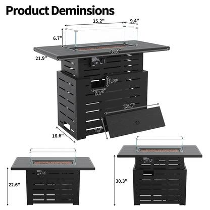 Pizzello Muto - Height-Adjustable Propane Fire Pit Table 50,000 BTU Convertible Gas Fire Table