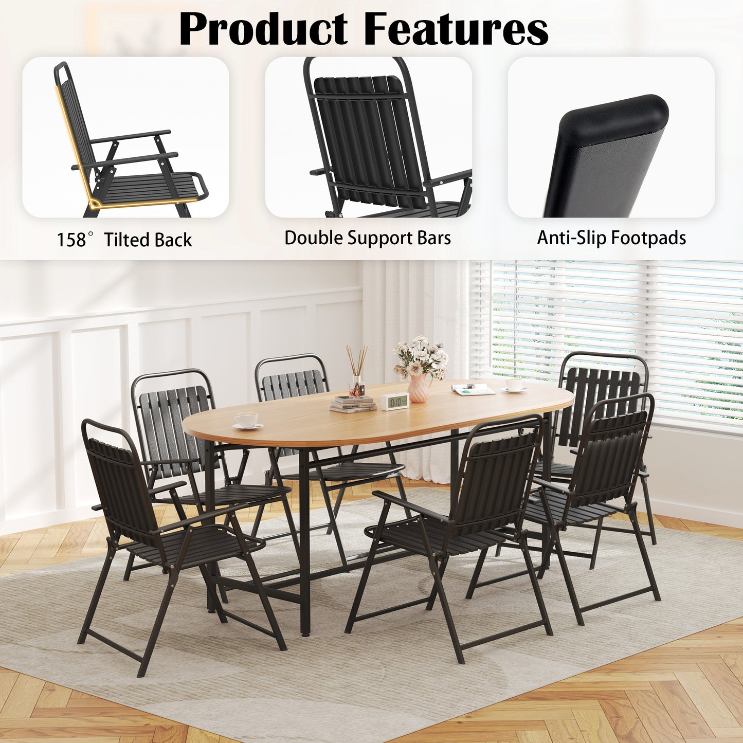 Pizzello Patio Folding Chairs#size_6pcs