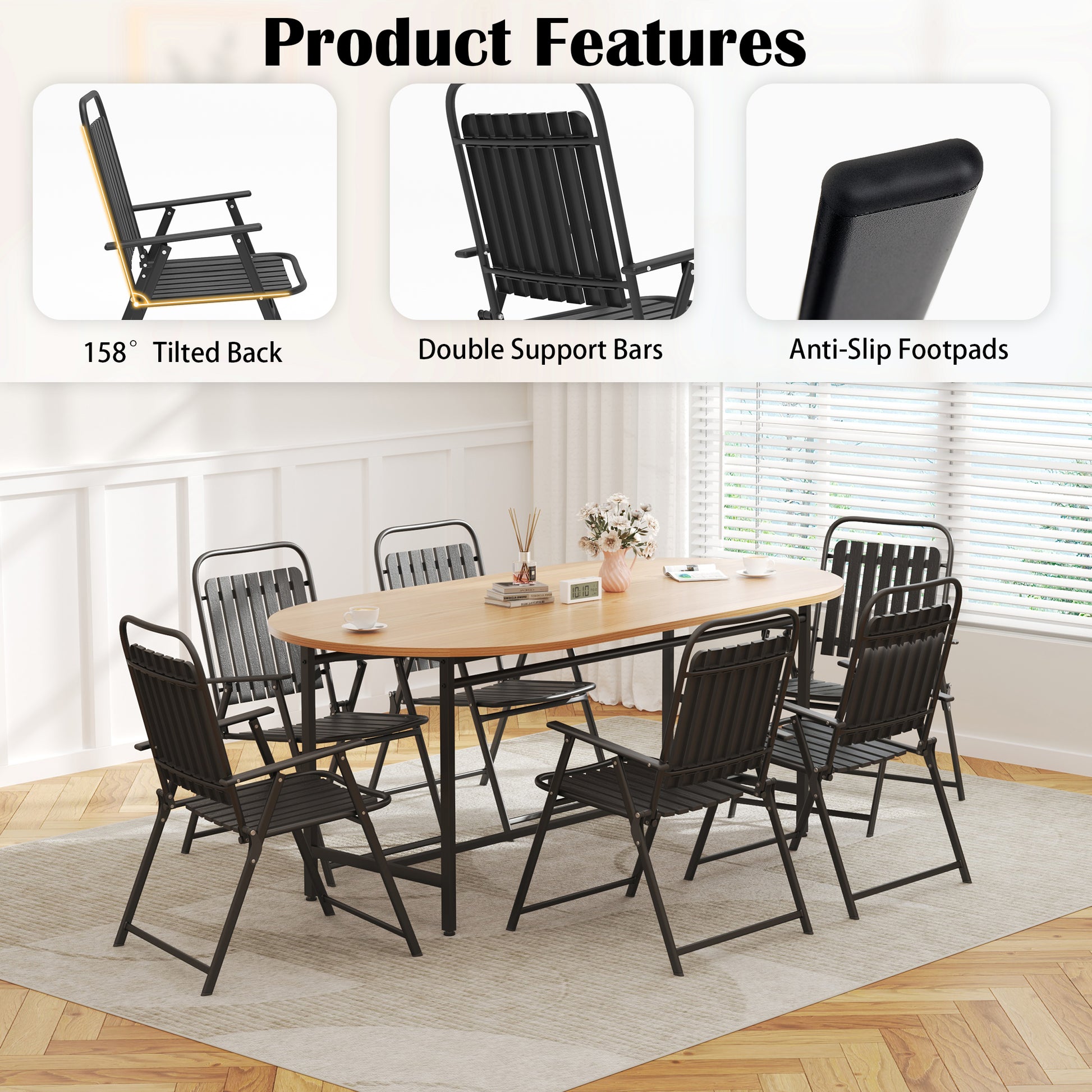 Pizzello Patio Folding Chairs#size_6pcs