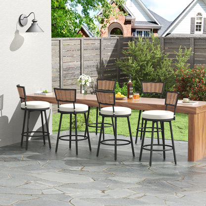 Pizzello Outdoor Swivel Counter Height Bar Stools, Patio Wicker Barstools#size_6pcs