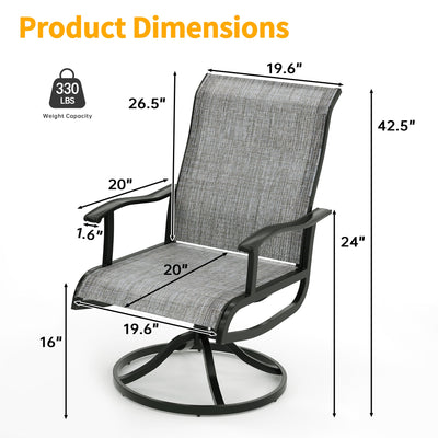 Pizzello Patio Swivel Dining Chairs, All Weather Outdoor Textilene Chair High Back Outdoor Swivel Rocker Set#size_set-of-8