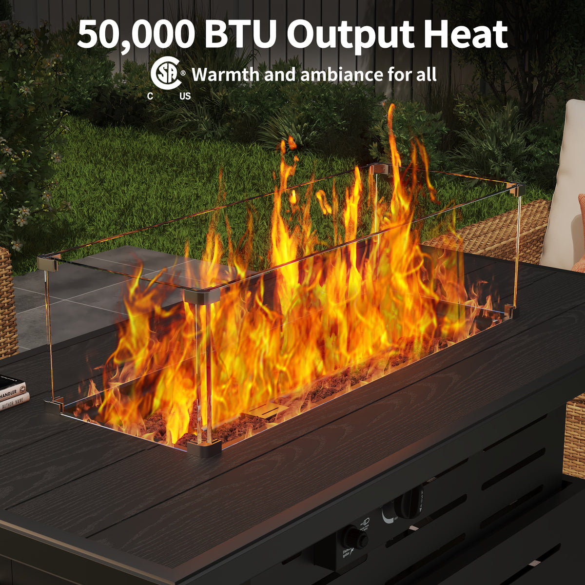 Pizzello Muto - Height-Adjustable Propane Fire Pit Table 50,000 BTU Convertible Gas Fire Table