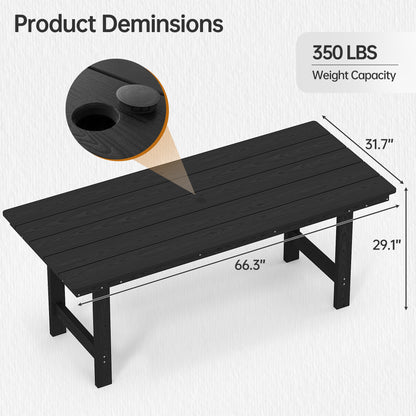 Pizzello Patio HDPE Rectangular Dining Table with Umbrella Hole